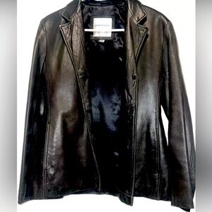 Andrew Marc NY Black Buttery Soft Real  Leather Blazer Jacket Sz Small v…